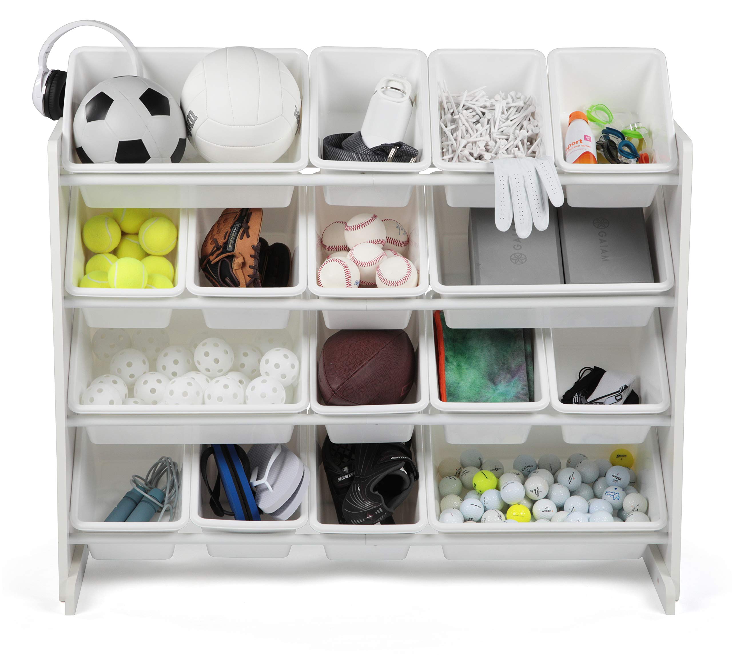 Humble Crew Supersized Toy Storage Organizer with 16 Removable Bins, White/White – Large Toy Storage for Toddlers Ideal for Kids' Rooms, Playrooms, and Nurseries - Modern Toy Bins for Kids