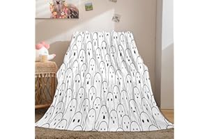 Merryword Ghost Halloween Blanket Cute Halloween Blanket White Ghost Pattern Halloween Throw Blanket Soft Lightweight Blanket for Bedroom Couch Sofa (Throw(50"x60"), Ghost)