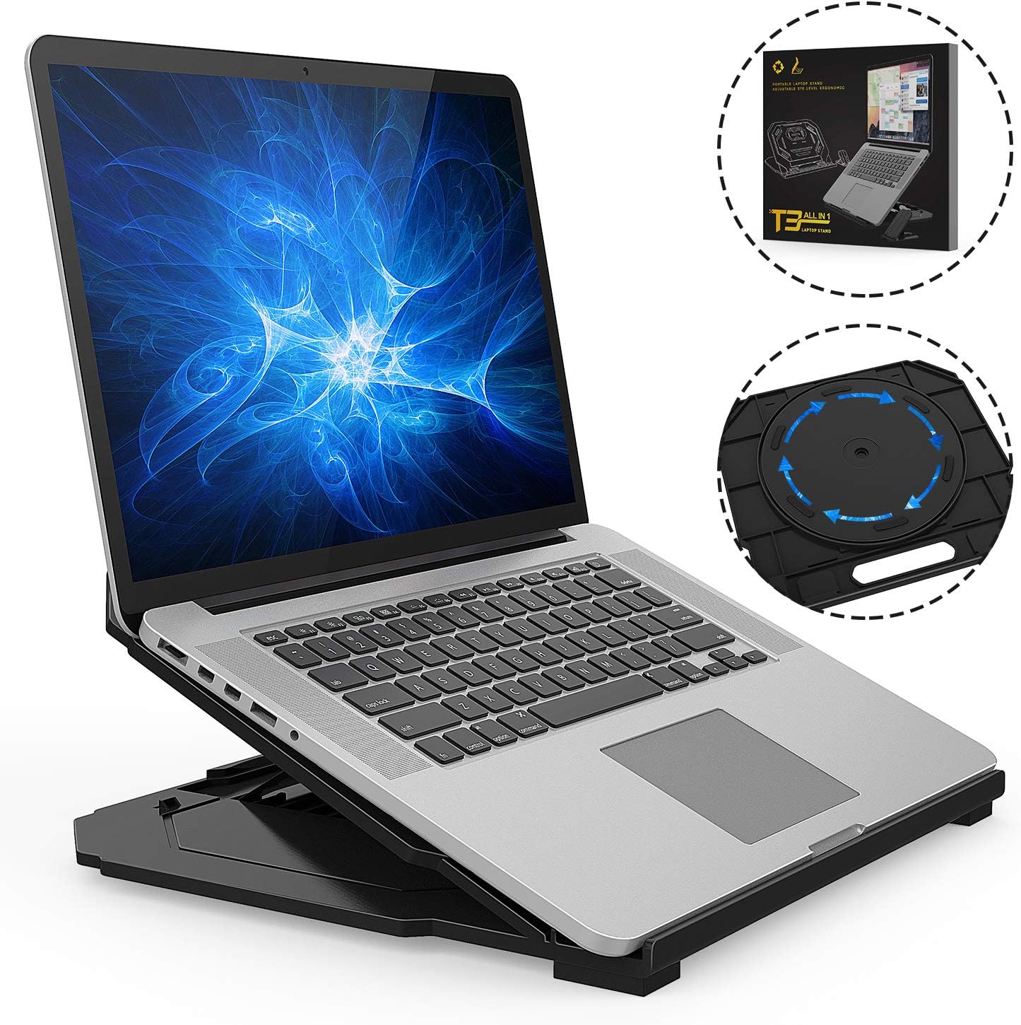 TALINE Adjustable Laptop Stand Computer Desk, 360 ° Swivel Tablet Notebook Holder Standing Desk Accessories, Fits 11-15.6 inch