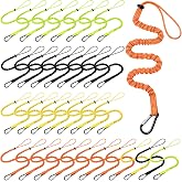LEIFIDE 32 Pcs Tool Lanyard Standard Length Safety Tool Leash, Four Colors | 17.6lb Tough Adjustable Fall Protection Tether with Aluminum Screw Lock Buckle, Shock Cord Stopper and Retractable Loop End