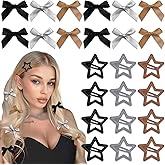 YAEISM 24PCS Mini Bow Hair Clips Brown Star Hair Clips Non-Slip Small Hair Bows Elegant Y2K Star Hair Accessories for Women Girls