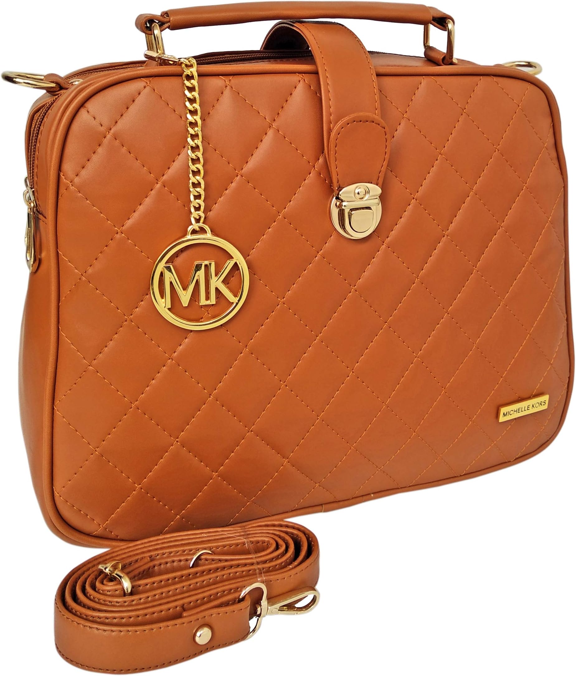 MICHELLE KORS Gracie Leatherette Bag for Girls and Women (Tan Color)|Valentines |Valentines gift for Girlfriend Boyfriend Husband Wife Girls Boys | Gift for Valentines Day | Romantic Gift Pack