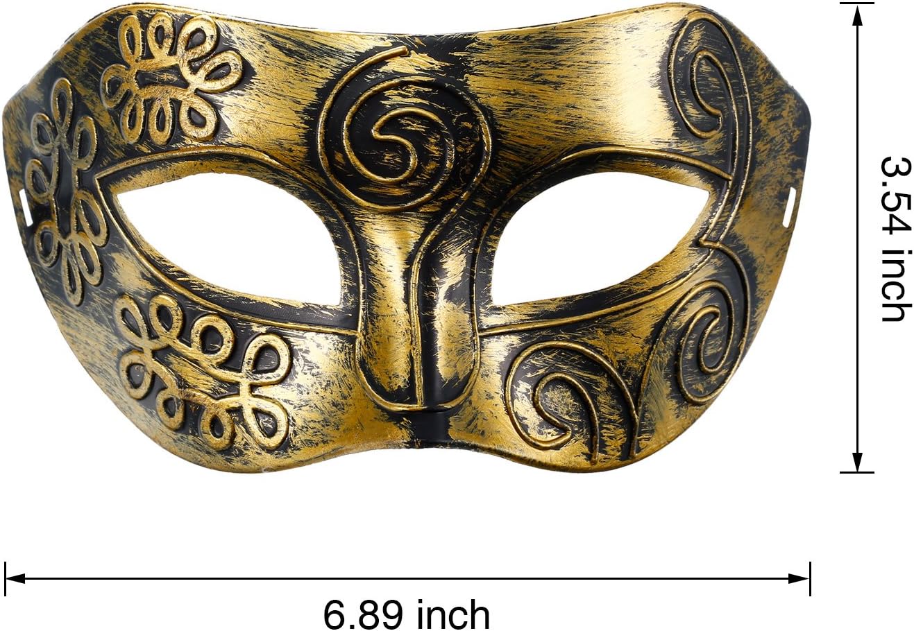 Hestya Pack of 8 Vintage Antique Masquerade Half Face Masks (Gold Silver) - Image 3