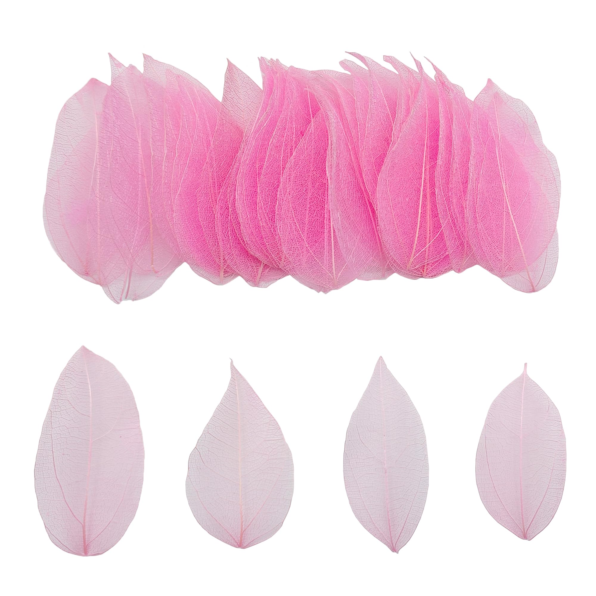 HAOBIN Pack of 50 Artificial Leaves Decorative Leaves Garland Craft Dry Leaves Dried Leaves Used for DIY Crafts Scrapbook Craft Card Making (Pink), A203DH0576