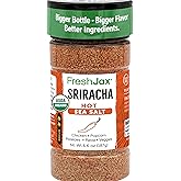 FreshJax Sriracha Hot Sea Salt, 6.6 oz Spicy Sea Salt Blend for Chicken Wings, Steak, Seafood, Roasted Veggies, Eggs, Fries, Popcorn, Pizza, Stir-Fry, Pork Chop Marinades| Large Bottle - Made in USA