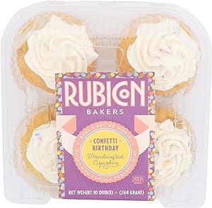 RUBICON BAKERY Confetti Birthday Cupcakes 4Count, 10 OZ