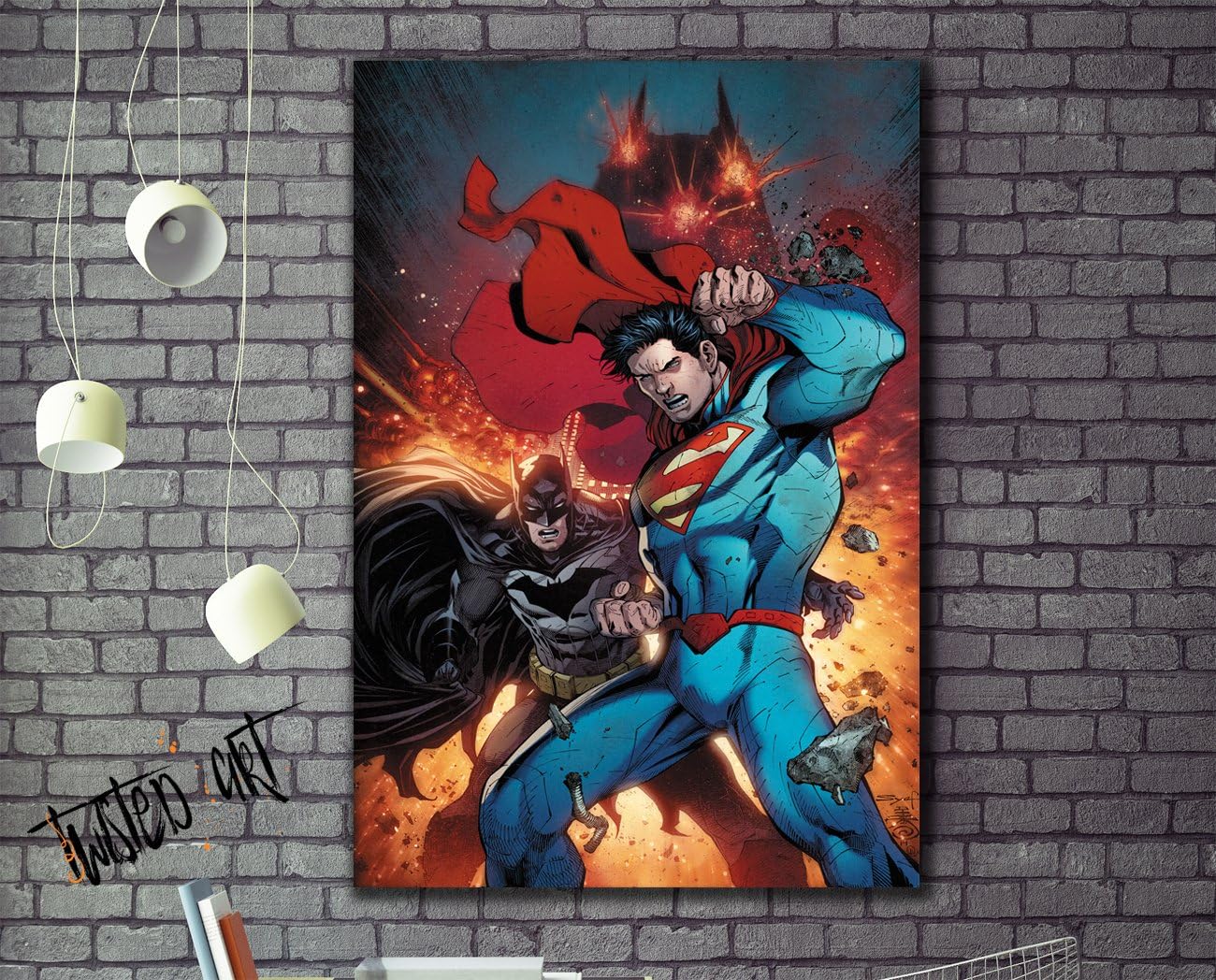 Superman Comic Book Framed Canvas Art Print - Movie Print - Wall Hanging