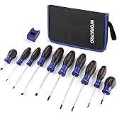 WORKPRO 10-Piece Magnetic Screwdriver Set with Pouch, Blue | Phillips, Slotted Screwdriver Include Magnetizer, Screwdriver with Non-Slip Grip, for Home Repair and DIY Projects