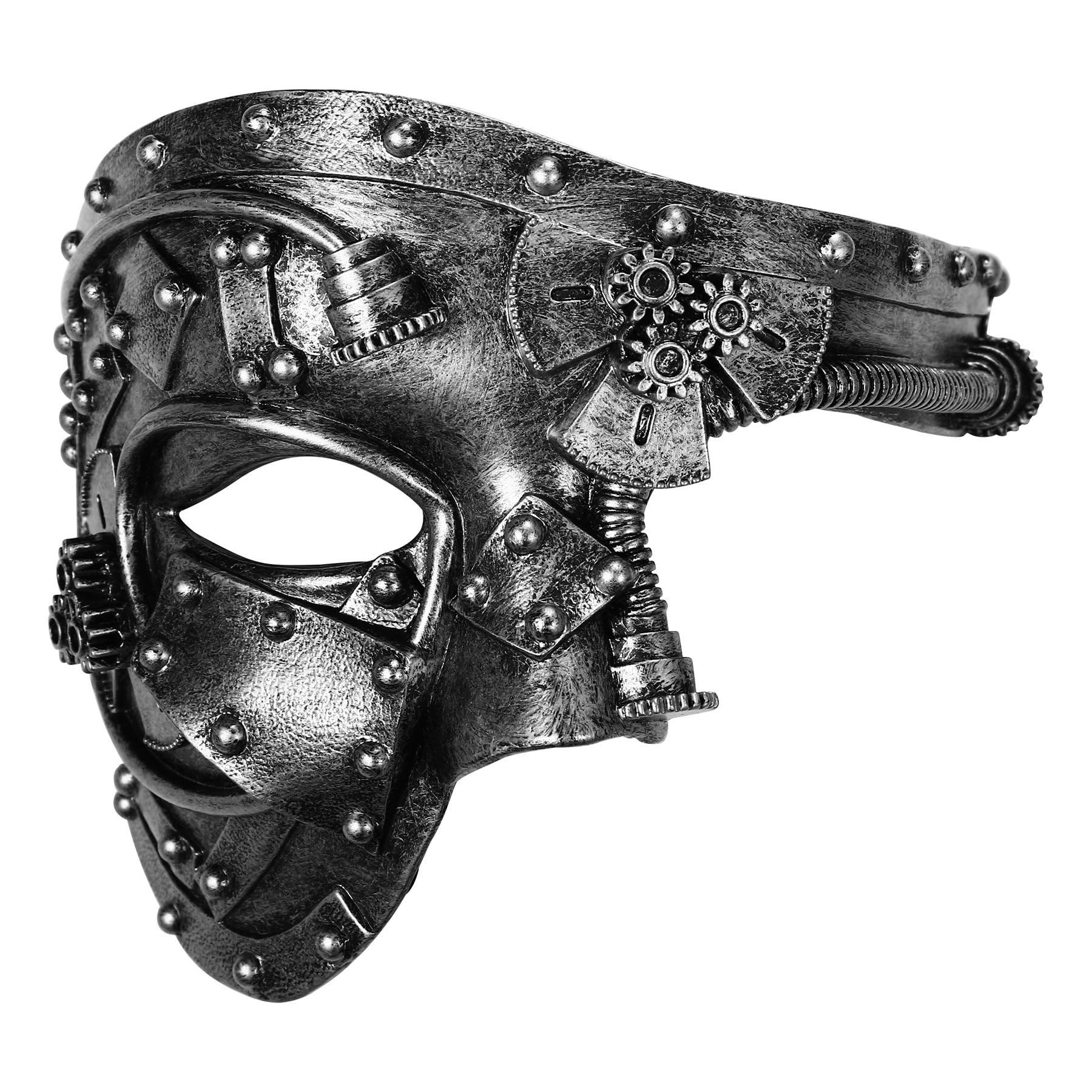Oidea Masquerade Mask for Men: Steampunk Cyborg Masks Phantom of The Opera Mask Halloween Costume Prom Venetian Carnival Mardi Gras Ball Party Masks Silver