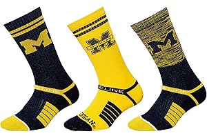 Strideline NCAA Crew Socks | Quad-Ply Yarn Padding, Direct Compression and Zoned Cushioning - (Medium-Large, 3 Pack)