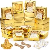 OBreezify 24 Set Indian Return Gifts for Diwail, Lotus Nakshi Plates | Navratri Mini Prasad Plate, Decorative Candle Holder, with Boxes Cards, for Housewarming Wedding Festival Favors