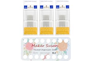 DMC Size 24 (3 Pack) Cross Stitch Needles Kit, Large Eye Blunt End Needles with Maker Susan Thread Holder Organizer Card (Total 18 Needles, 1 Organizer Card)