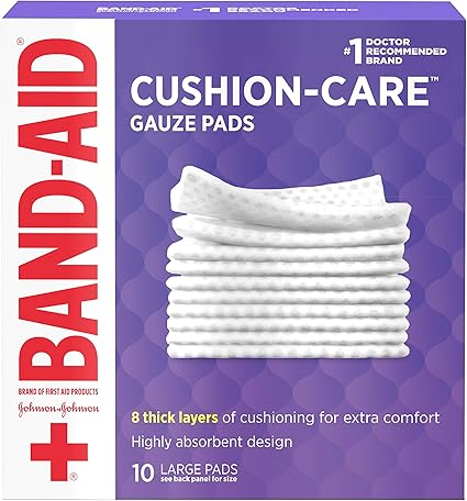 Amazon Com Band Aid Brand Cushion Care Non Stick Gauze Pads Individually Wrapped Large 4 In X 4 In 10 Ct Health Personal Care
