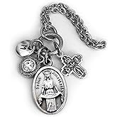 St. Anastasia Necklace, Keychain or Clip, Patron Saint Confirmation Gift, Birthstone Crystal and Initial Charm