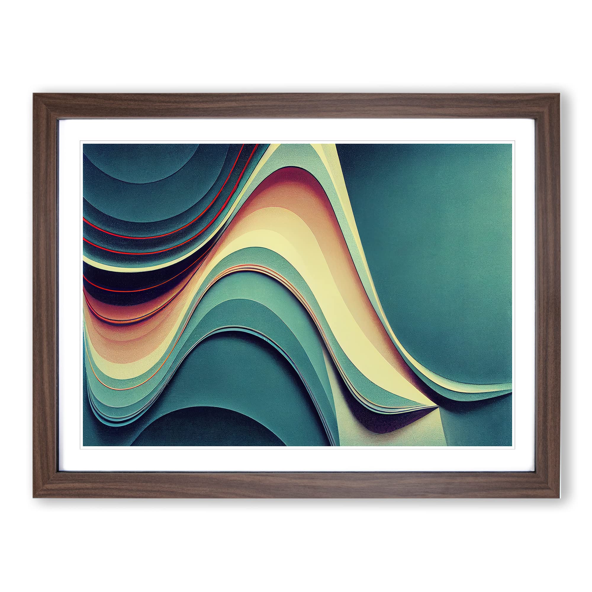 Modern Audio Soundwave Art Vol.3 Abstract Framed Print | A4 Walnut Framed Wall Art | Ready to Hang | Abstract Fantasy Picture | Living Room Bedroom Lounge Office