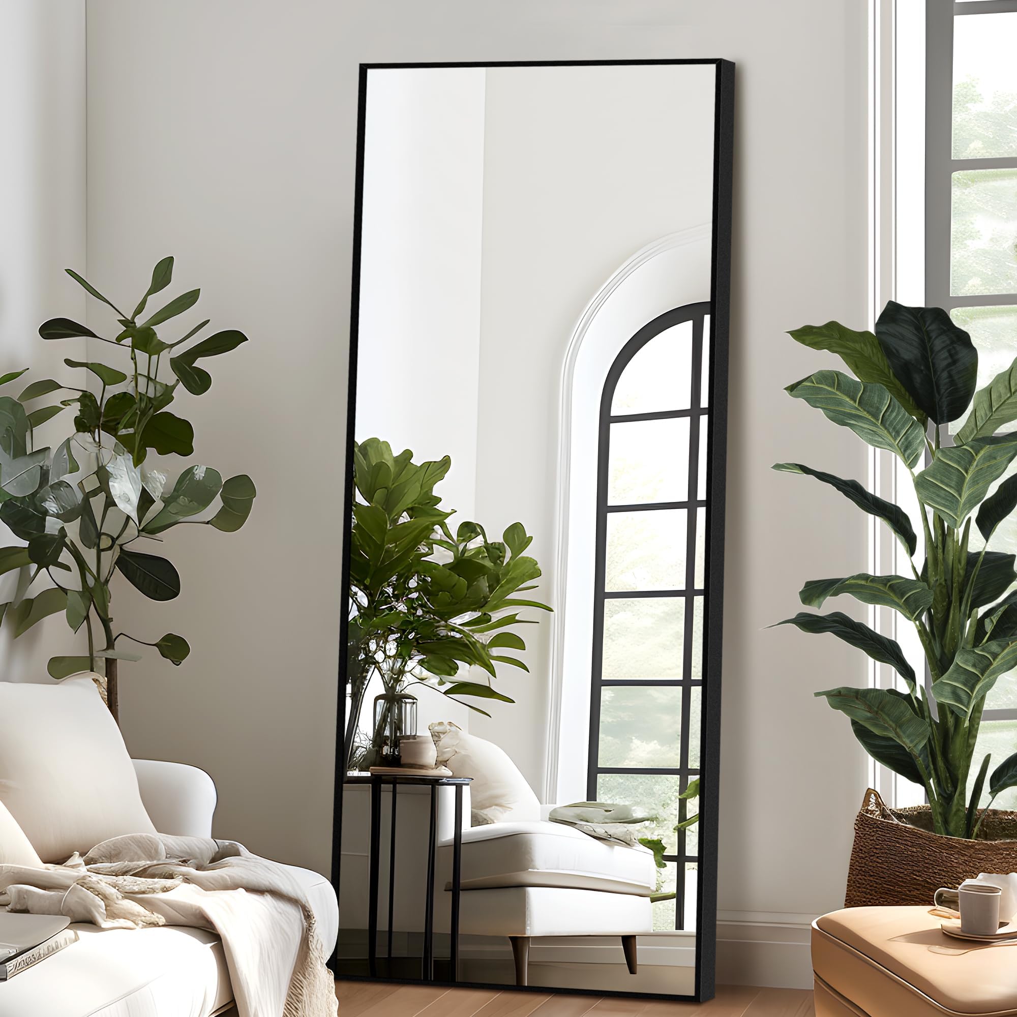 Photo 1 of NicBex Full Length Mirror with Stand, 64"x24" Aluminum Alloy Frame Full Body Floor Mirror, Black - Free Standing, Leaning Against Wall or Wall-Mounted, Best for Bedroom Living Room Dressing Room