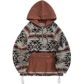 ZAFUL Men's Oversized Hoodie Quarter Zip Ethnic Aztec Print Loose Pullover Hooded Sweatshirt with Pocket