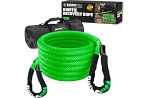 Rhino USA Kinetic Recovery Tow Rope Heavy Duty Offroad Snatch Strap for UTV, ATV, Truck, Car, Tractor - Ultimate Elastic Stra