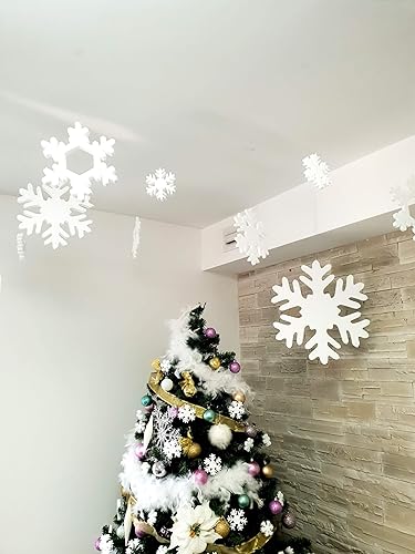 Decorazioni Natalizie Polistirolo.Fiocchi Di Neve Per Natale Fiocchi Di Neve In Polistirolo Per Decorazione Albero Di Natale Da Appendere Diverse Misure 24 Pezzi Bianco Amazon It Handmade
