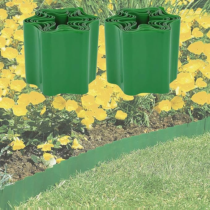 3.94" x 354" 2 rolls Plastic Corrugated Garden Lawn Edge Flexible DIY Decorative Grass Fence