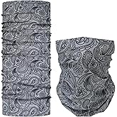 Bilymate Grey Paisley Cooling Neck Gaiter - UPF 50+ Sun Protection, Breathable Mesh, Seamless Tube Bandana Headwear for Men & Women - Multi-Functional Headband