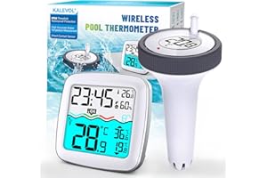 KALEVOL Pool Thermometer Floating Easy Read, IPX8 Waterproof Digital Pool Thermometer with Indoor Outdoor Thermometer Wireless Monitor for Swimming Pool, Bathtub, Fish Tank