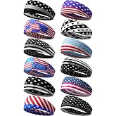 Lyrow 12 Pcs American Headbands for Men Running Headband
