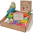 HOSUKU Colorful Bird Foraging & Parrot Shredding Toys Box - Safe Fruit & Vegetable Bird Christmas Toys, Perfect for Parakeets, Cockatiels, and Small to Medium Birds