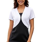 OPREXO Women's Bolero Shrug Short Sleeve Lightweight Open Front Cropped Cardigan Knit Sweater