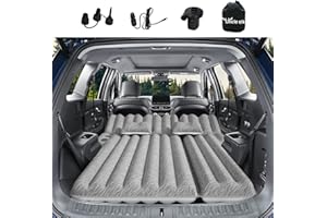 Uncle elk SUV Air Mattress: Inflatable Car Air Mattress for Camping, Flocking Car Bed with Air Pump & 2 Pillows, Portable Sleeping Pad Mattress for Home Car Travel Camping Grey