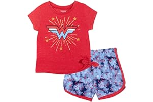 DC Comics Justice League Wonder Woman T-Shirt and Active Retro Dolphin Shorts Outfit Set Infant to Big Kid
