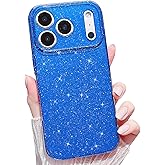 Finyosee Compatible with iPhone 17 Pro Neon Case,Cute Aesthetic Bling Glitter Thin Slim Shockproof Soft TPU Sparkly Shiny Girly Cover for Women Girl for iPhone 17 Pro Case 6.3 inch-Dark Blue