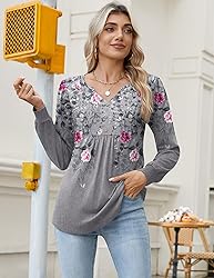 Zeagoo Floral Shirts for Women Long Sleeve Fall