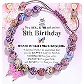 YUCSAWJK Birthday Bracelet for 6-18 Years Old, Purple Natural Stone Butterfly Charm Bracelet, Gift for Daughter Granddaughter Niece Niece Teenage Girl Holiday Bracelet Gift