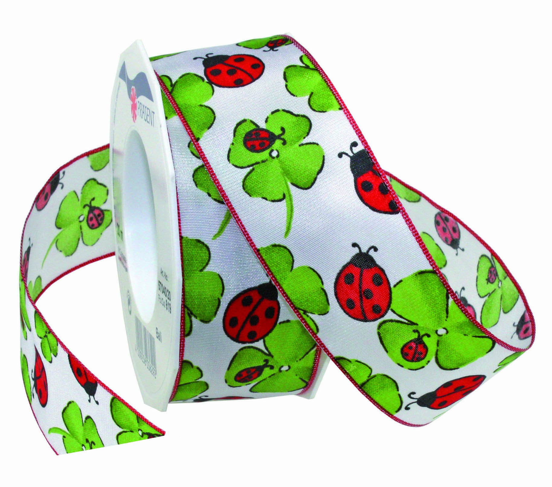 C.E. Pattberg Präsent - Coccinella Wired Ribbon Red-Green-White 40 mm width, 20 m length — image 1
