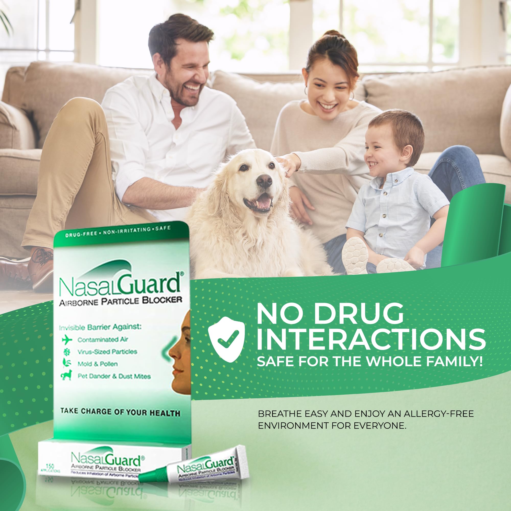 Airborne Particle Blocker Gel - Drug-Free Protection Against Pollutants and Irritants, Suitable for Daily Use, Made in USA (Cool Menthol, 10 Gram Tube), Over 150 Applications