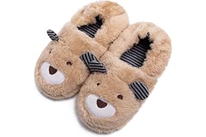 eccbox Toddler Boys Girls Cute Slippers Unicorn Fluffy Fuzzy Winter Warm Slippers Cartoon Animal Plush Indoor House Slip-on Shoes