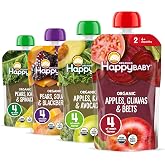 HAPPY BABY Clearly Crafted, Stage 2, Fruit &amp; Veggie Variety Pack, 4oz (16) | USDA Organic &amp; Vegan Baby Food, Full Serving of Veggies, Gluten-free, Clear Pouch Shows Real Ingredients Inside, Non-GMO