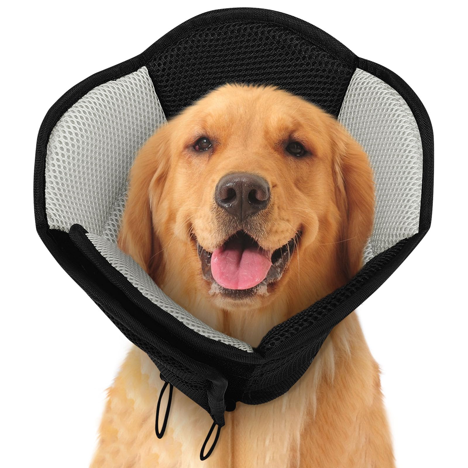 Photo 1 of SUNFURA Dog Cones for Large Dogs, Soft Pet Cone Stop Licking After Surgery, Adjustable Pet E-Collar Alternative for Wound Healing, Black X-Large