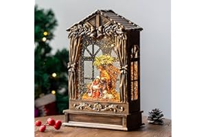 MXWCY Christmas Snow Globes, Manger Snowflake Ball Nativity Scene, Silent Night Music Water Lantern, USB Powered & Battery, Holiday Decorations Gifts for Family, Children or Friends
