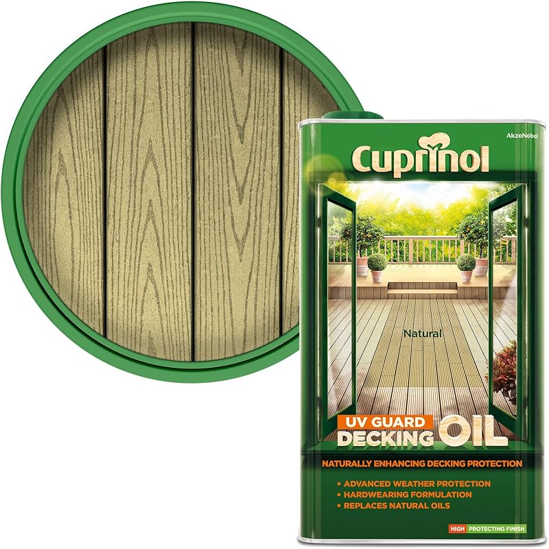 Cuprinol UV Guard Decking Oil Natural 5L - Wood Protectant Stain