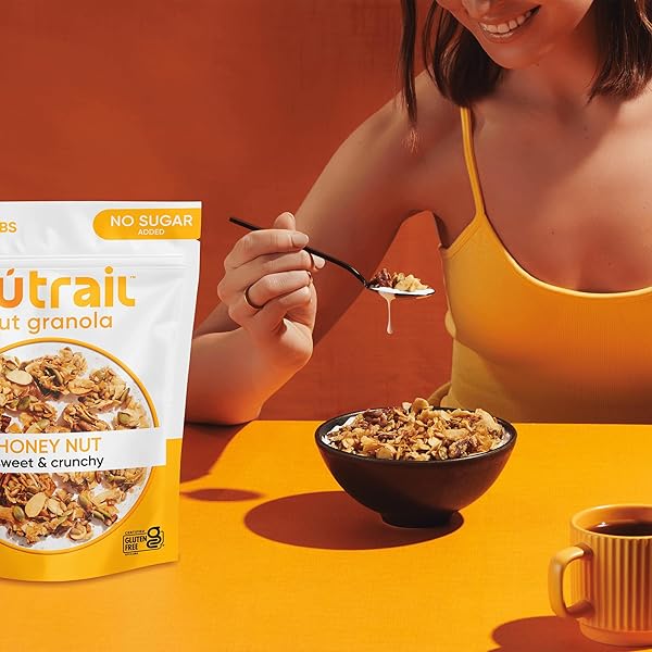 NUTRAIL NUT GRANOLA CEREAL, HONEY NUT, NO SUGAR ADDED, KETO, LOW CARB, GLUTEN FREE, GRAIN FREE, HEALTHY BREAKFAST 8 OZ. 1 COUNT