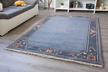 Amazon De Indo Nepal Teppich Jakarta In Blau Handgeknupfter
