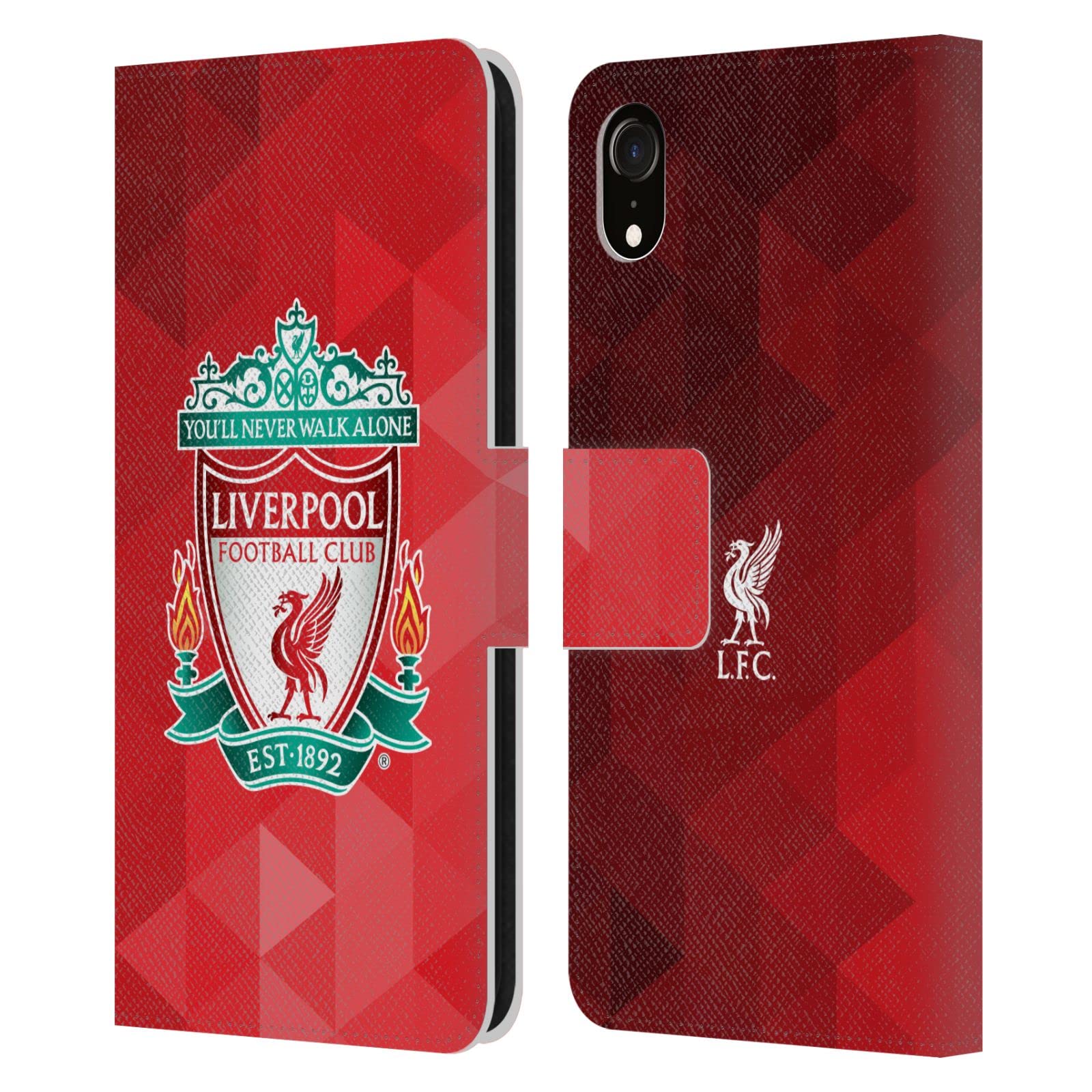Head Case Designs Officially Licensed Liverpool Football Club Red Geometric 1 Crest 1 Leather Book Wallet Case Cover Compatible With Apple iPhone XR โ image 1