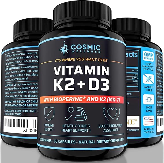 K2 D3 Vitamin Supplement 5000 Iu Calcium with Vitamin D