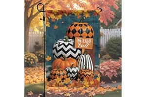 V VIBEPY All Over Printed Fall Double Sided Garden Flags, 12x18" Garden Flag, Fall Pumpkin, Welcome Autumn Gifts