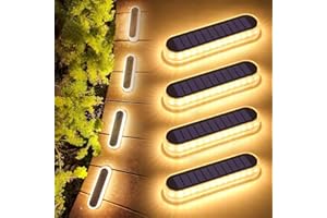 Lacasa Solar Deck Lights, 4 Pack 40LM Solar Powered Step Lights, LED Dock Light Warm White 2700K Outdoor In-Ground Lights IP68 Waterproof Auto ON/Off for Garden Stairs Driveway Pathway Lighting