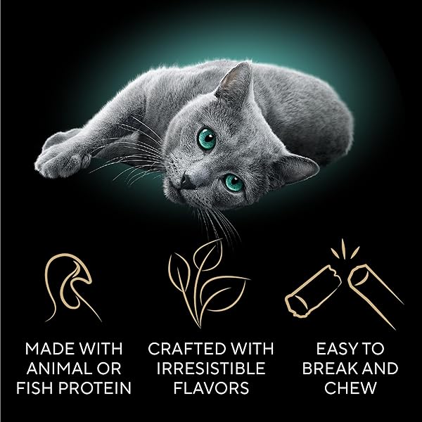 SHEBA MEATY TENDER STICKS SOFT CAT TREATS WITH CHICKEN, TUNA FLAVOR, AND SALMON FLAVOR, 0.14 OZ., 70 COUNT