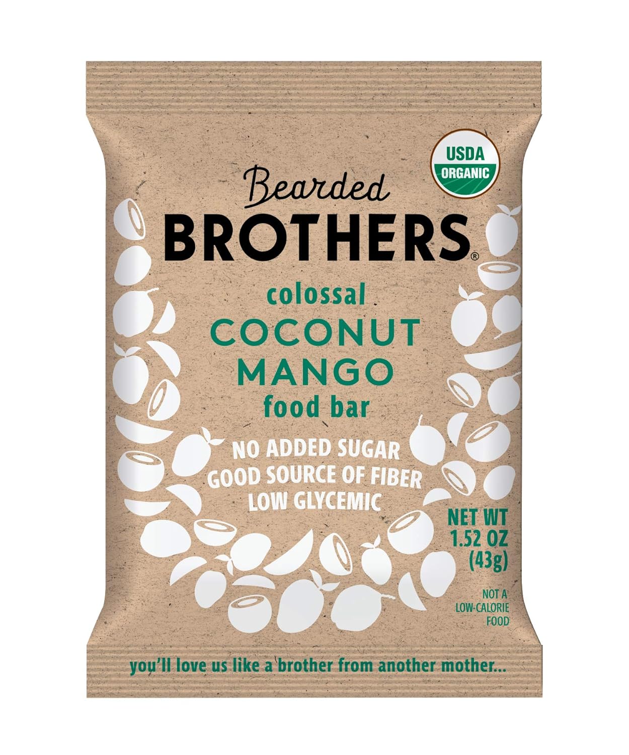 Bearded Brothers Vegan Organic Energy Bar | Gluten Free, Paleo and Whole 30 | Soy Free, Non GMO, Low Glycemic, Packed with Protein, Fiber + Whole Foods | Coconut Mango | 12 Pack