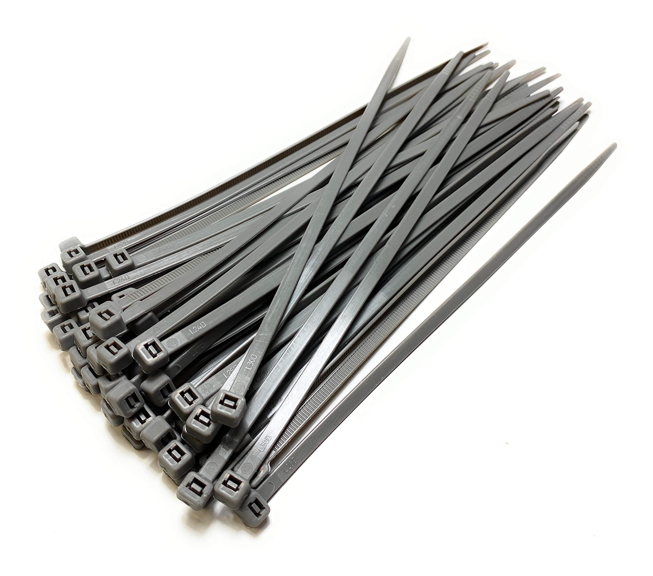 Cable Ties - 300mm x 4.8mm - Strong Nylon Zip Ties (100, Grey) — image 1